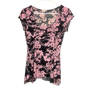 Y2K Egen Floral Flowy Cinched Square Neck Coquette Blouse Top Medium
